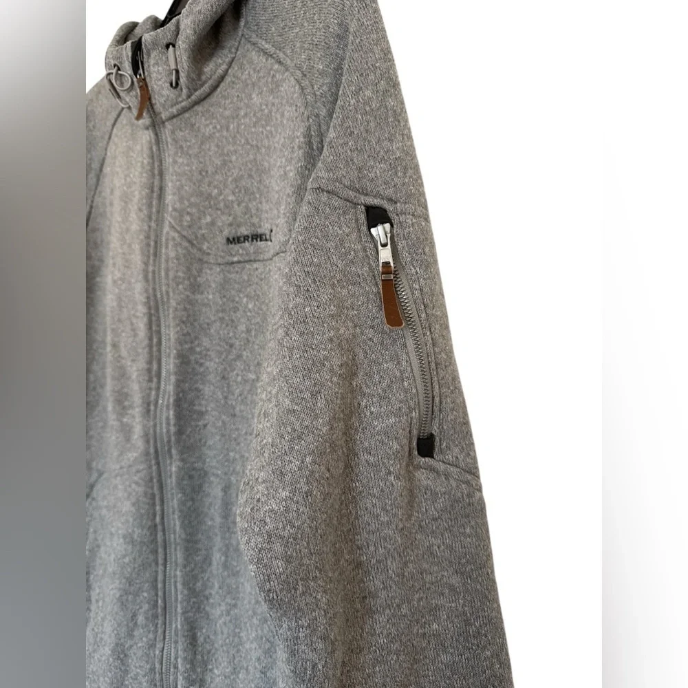 Vintage Men’s Merrell Fleece Hoodie Jacket Gray Size Large Full Zip Pockets